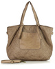 Oryginalna torebka pleciona damska skórzany shopper bag - MARCO MAZZINI beż taupe