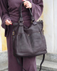 Torebka skórzana XL shopper vintage bag z kieszeniami vera pelle - MARCO MAZZINI brąz caffe