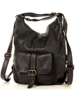 Torba skórzana dla wymagających z opcją plecak old school leather bag - MARCO MAZZINI czarny