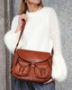 MARCO MAZZINI Skórzana torebka listonoszka z kieszeniami safari handmade bag camel