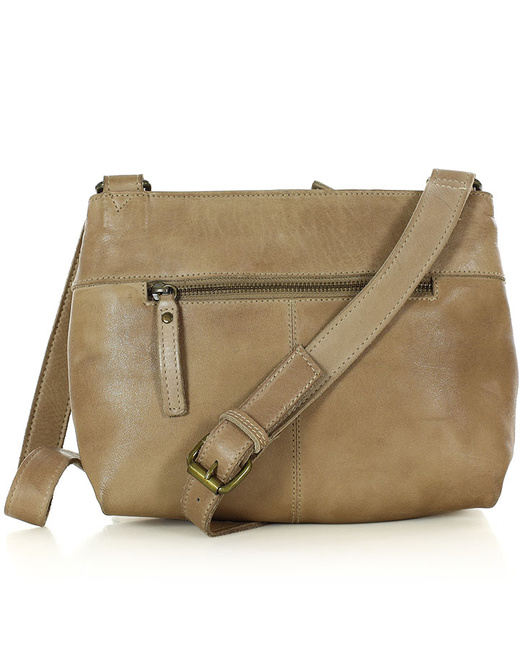 Torebka skórzana listonoszka damska messenger bag - MARCO MAZZINI beżowa