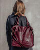Torebka skórzana XL shopper vintage bag z kieszeniami vera pelle - MARCO MAZZINI burgund
